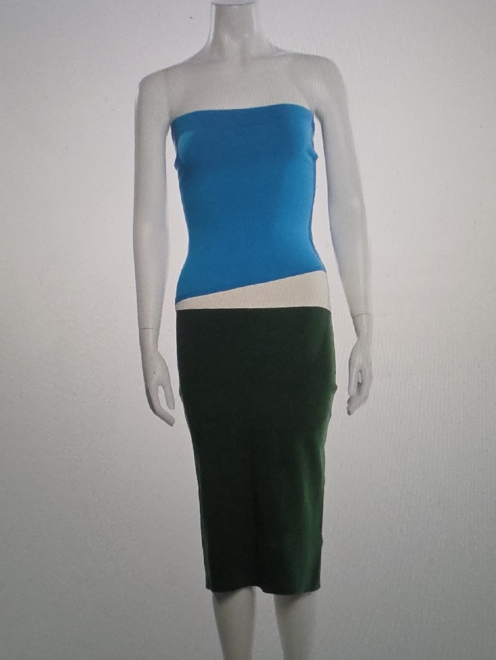 STAUD Colorblock Pattern Strapless Midi Dress Size XS